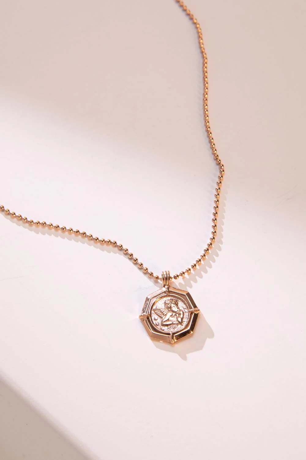 Angel Coin Necklace 14K Rose Gold Plated - Image 3