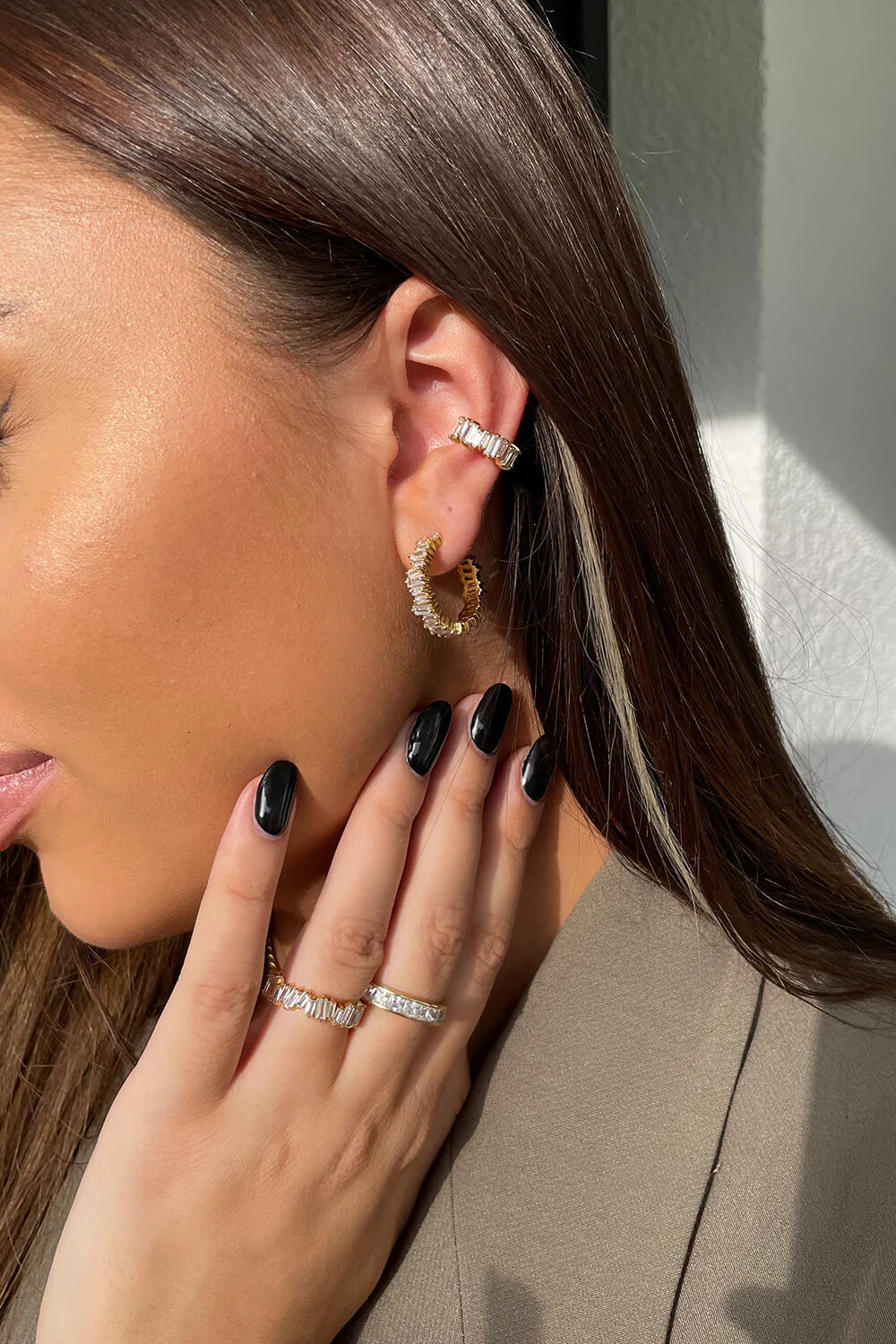 Baguette Hoops 18K Gold Plated - Image 3