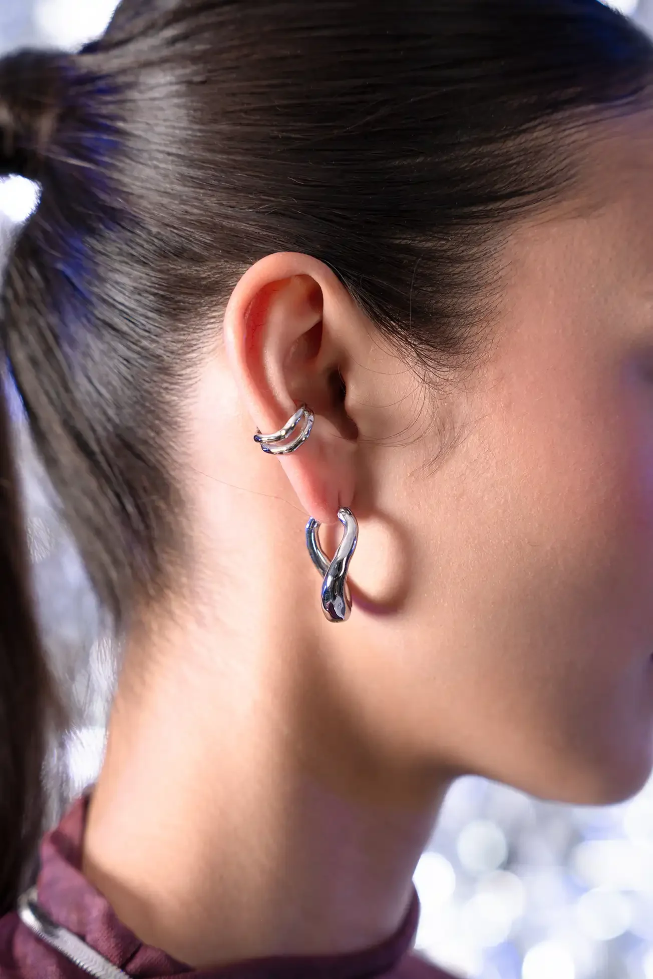 Molten Ear Cuff Silver - Image 3