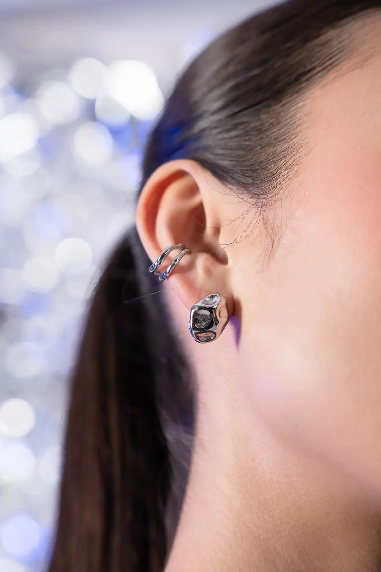 Molten Ear Cuff Silver - Image 5