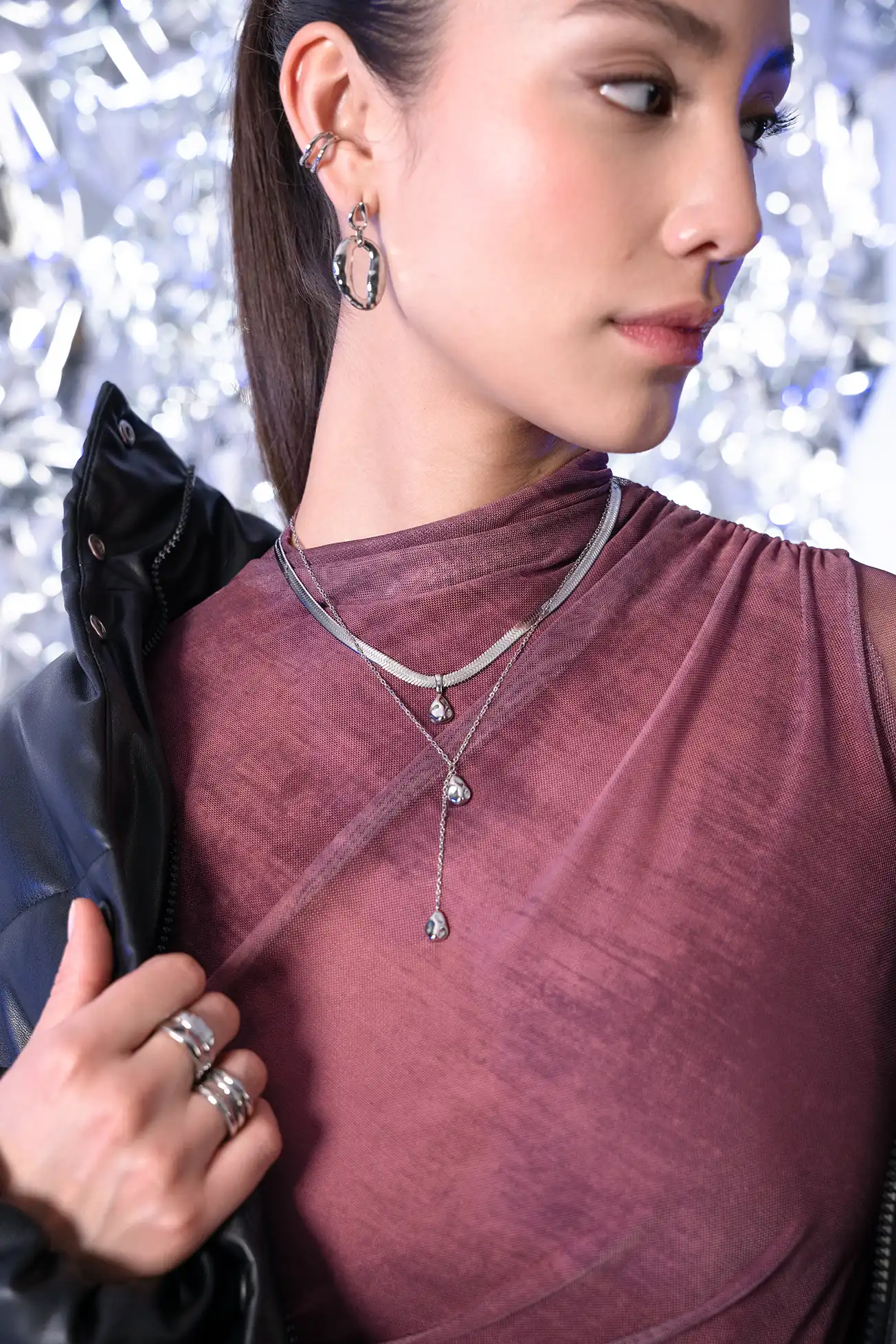 Molten Sleek Necklace Silver - Image 4