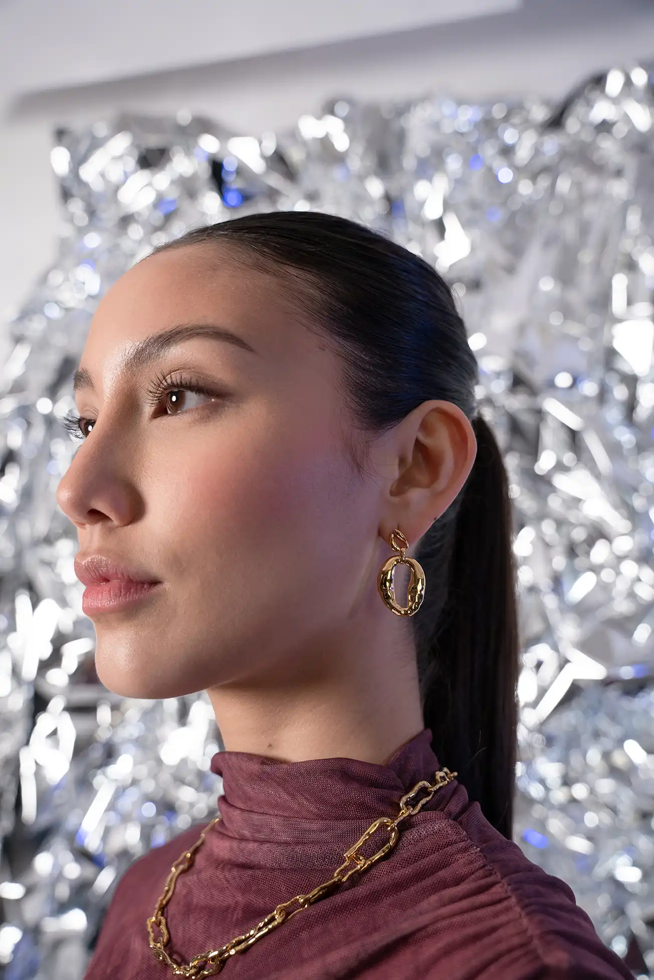 Molten Statement Earring 14K Gold Plated - Image 3