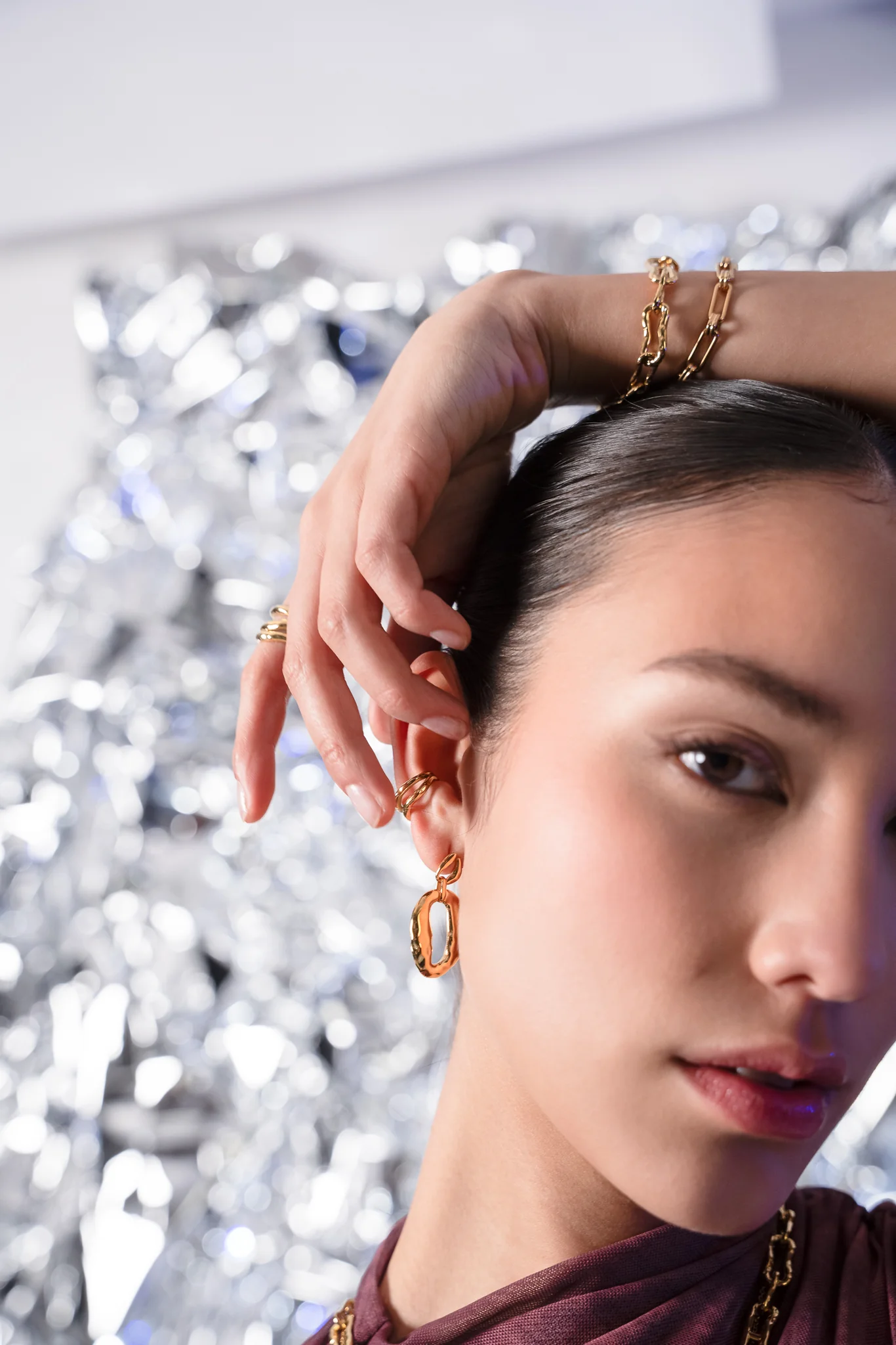 Molten Statement Earring 14K Gold Plated - Image 5