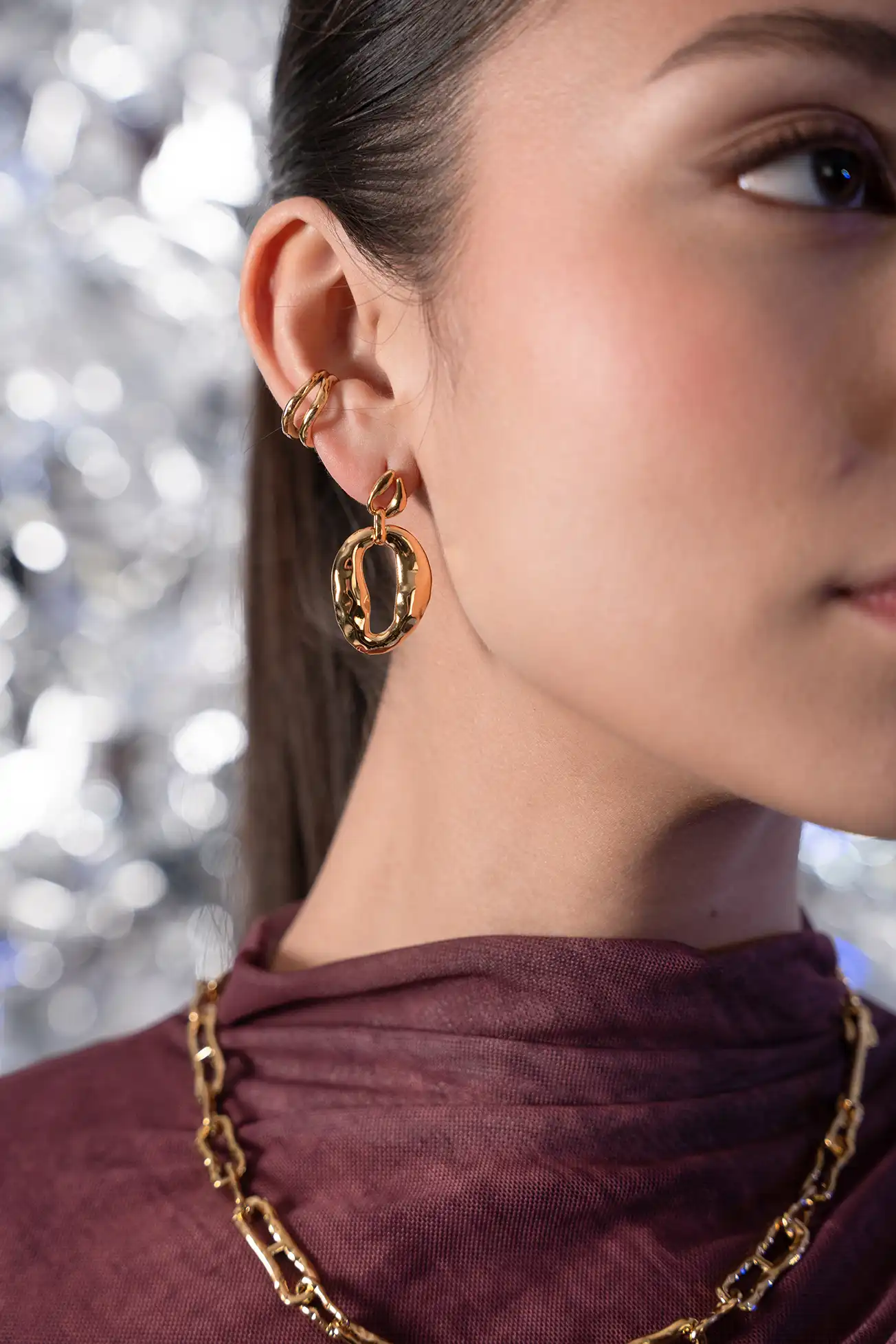 Molten Statement Earring 14K Gold Plated - Image 8