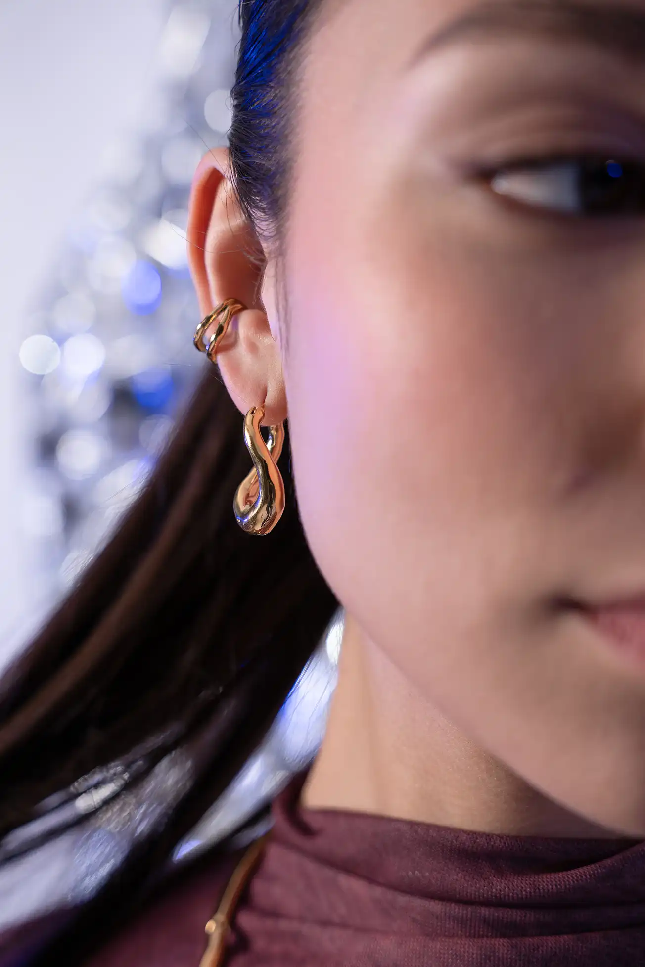 Molten Twisted Hoops 14K Gold Plated - Image 3