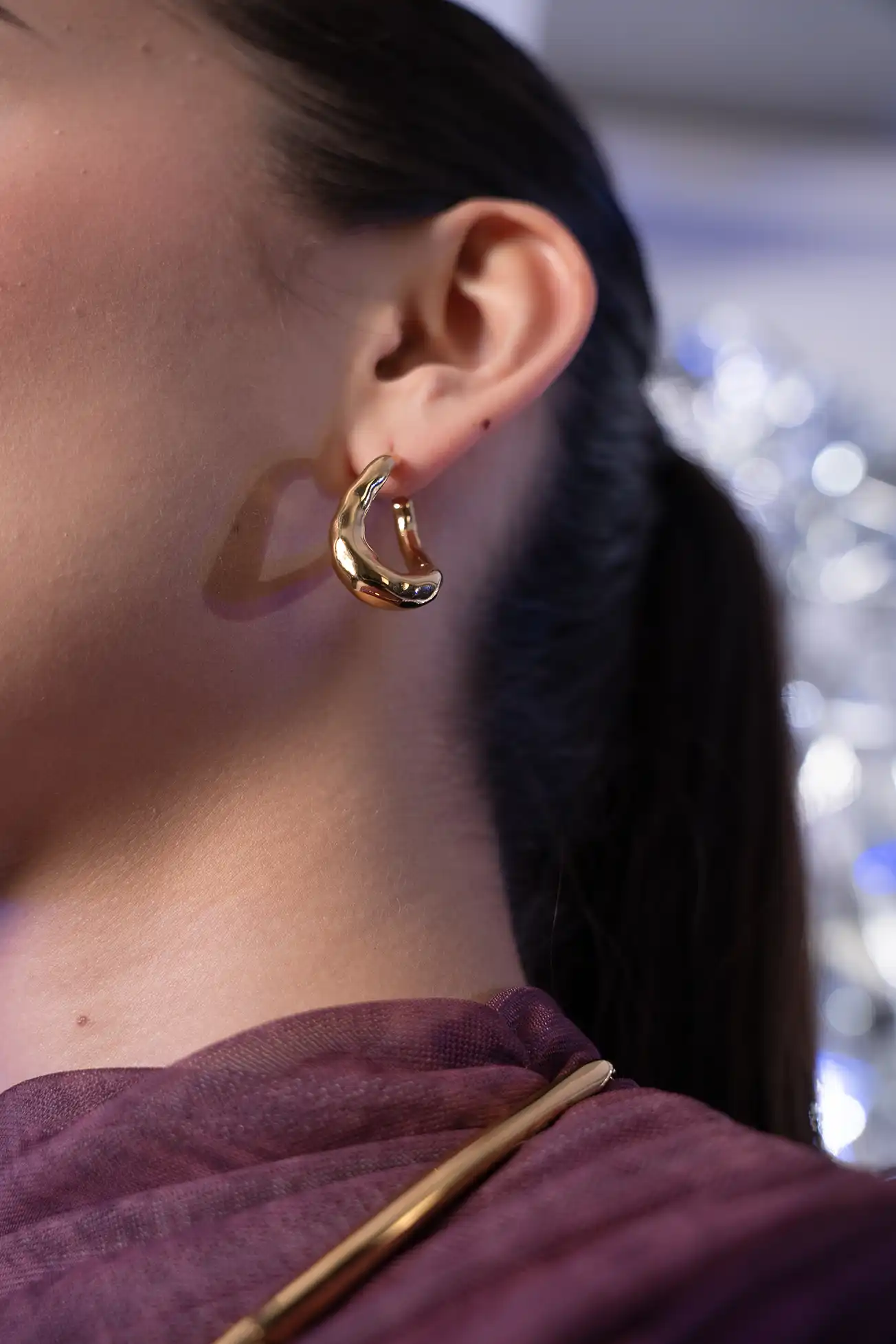 Molten Twisted Hoops 14K Gold Plated - Image 4