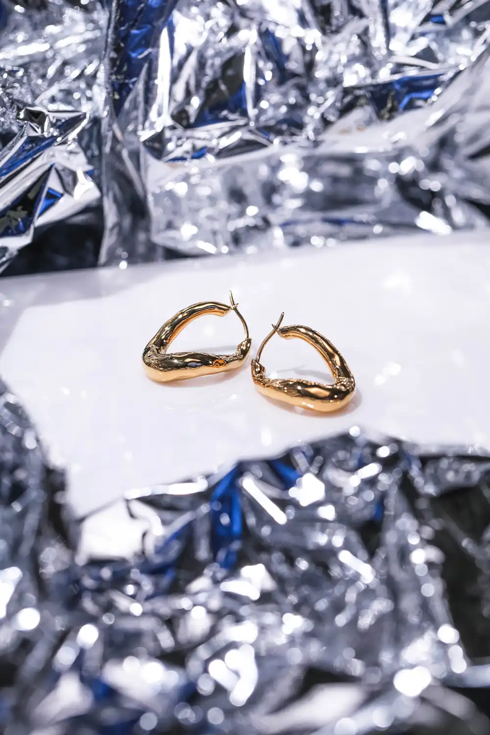 Molten Twisted Hoops 14K Gold Plated - Image 5