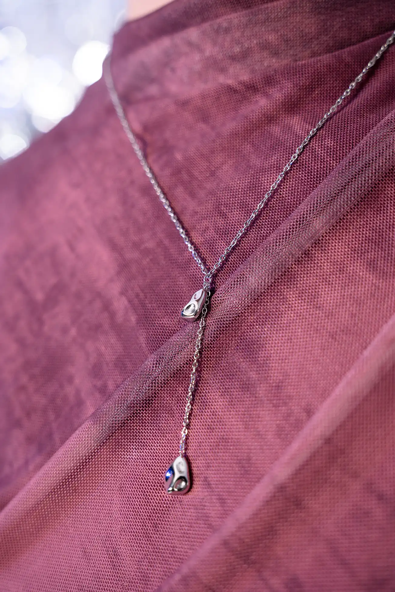 Molten Y-Necklace Silver - Image 5