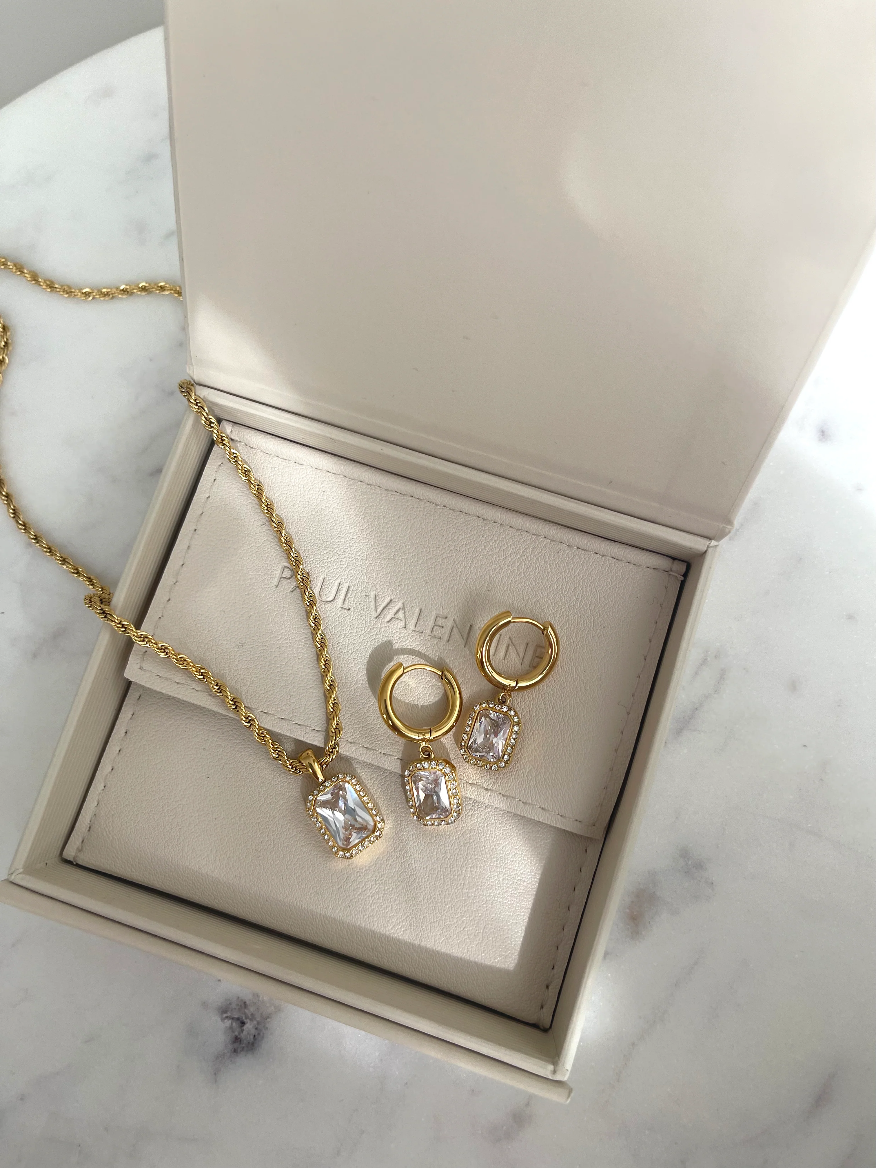 Pavé Emerald Charm Hoops 18K Gold Plated - Image 6