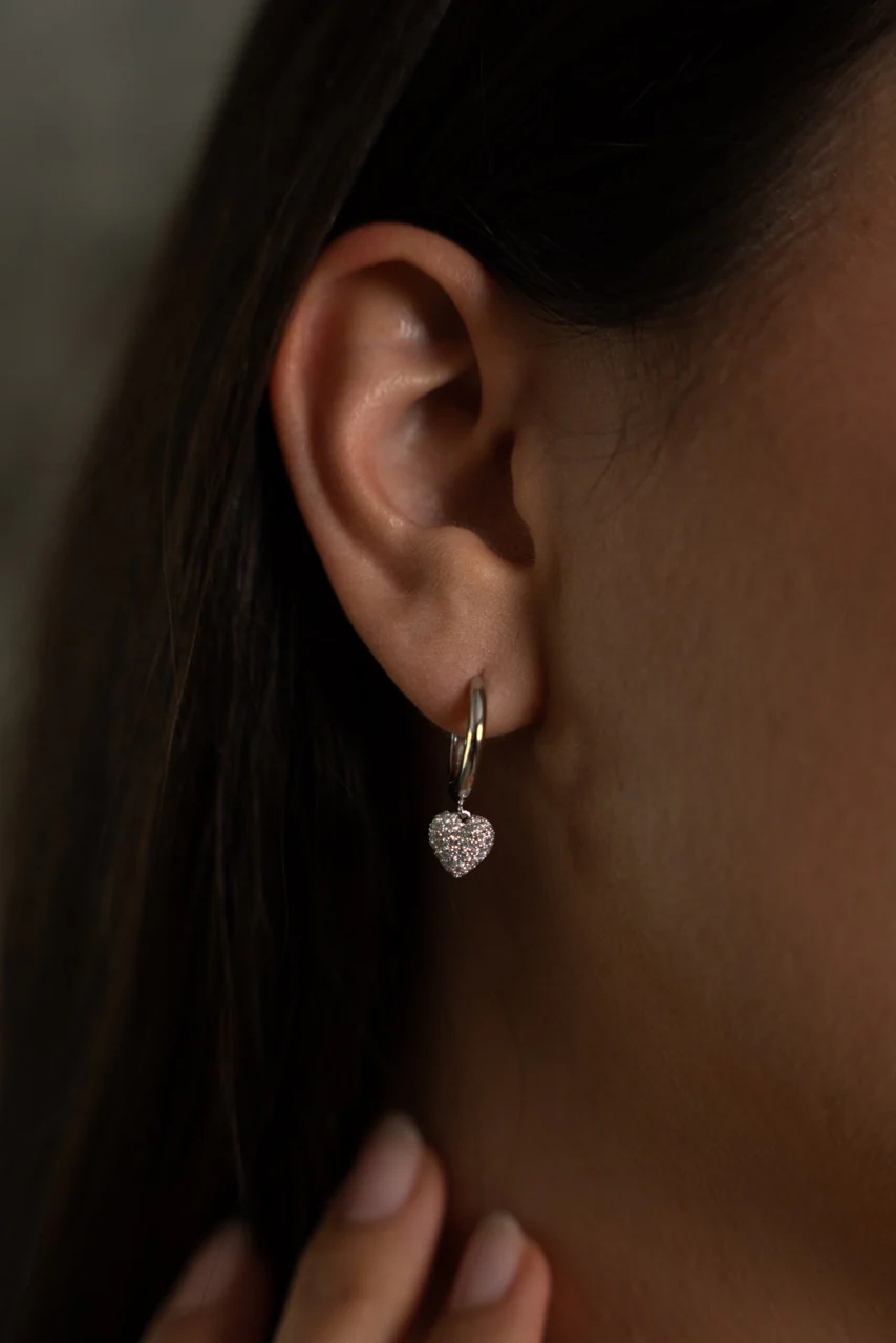 Pure Heart Charm Hoops Silver - Image 3